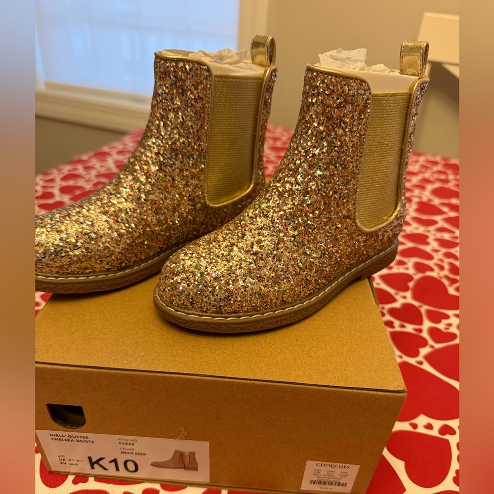 Girls Crewcuts Glitter Chelsea Boots
